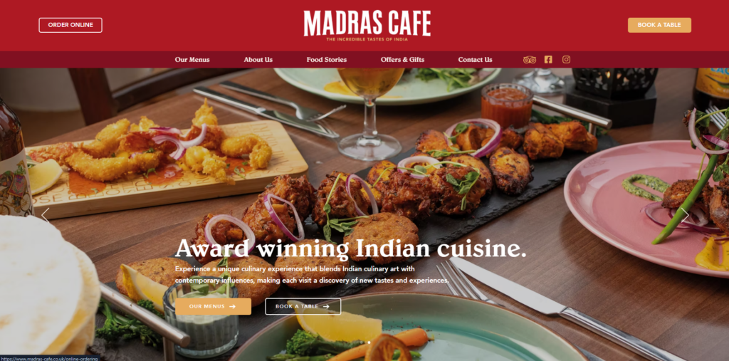 Madras Cafe Glasgow homepage