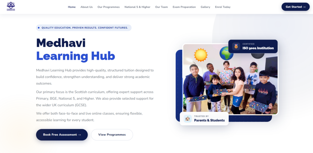 Medhavi Learning Hub homepage